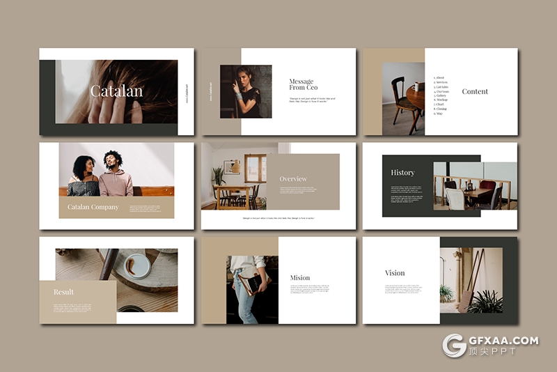 40页极简艺术风格摄影图片展示模特写真PPT模板 - 顶尖PPT