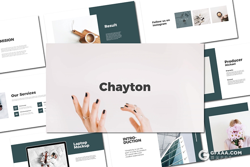 40页极简文艺小清新风格摄影美图展示keynote模板 - 顶尖PPT