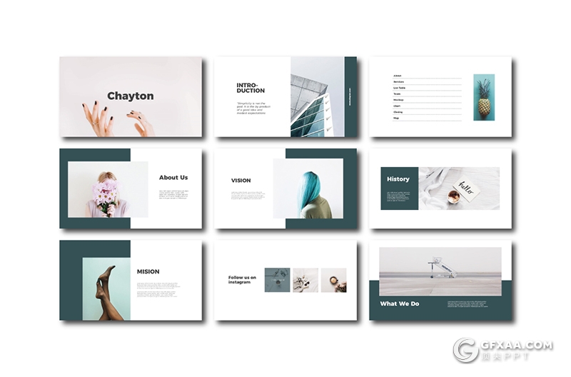 40页极简文艺小清新风格摄影美图展示keynote模板 - 顶尖PPT