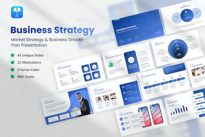 业务展示市场战略战略计划主题国外keynote模板 - 顶尖PPT
