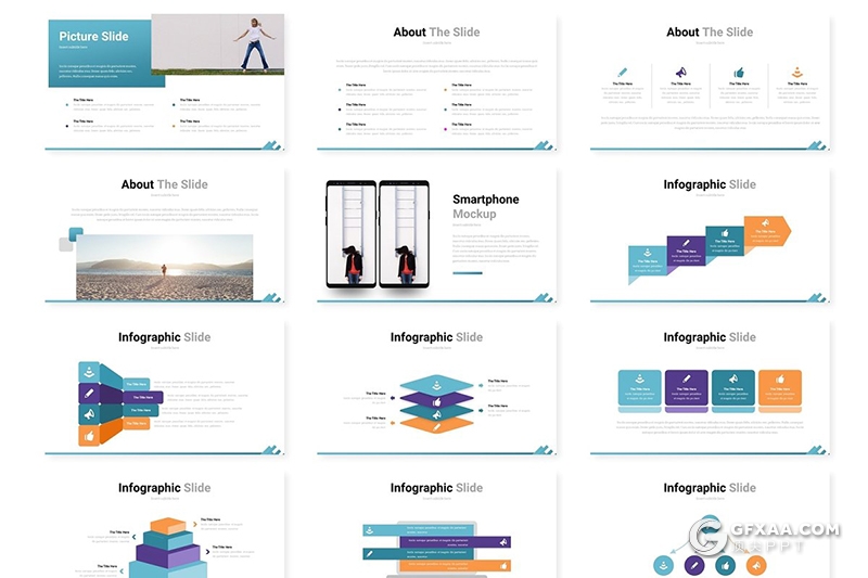 30页蓝色简约风格商务图形商务多用途PPT模板 5种主题配色 - 顶尖PPT