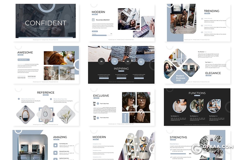 30页商务项目介绍工作汇报总结多用途Google slides模板 5种主题配色 - 顶尖PPT