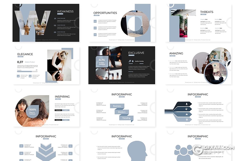 30页商务项目介绍工作汇报总结多用途Google slides模板 5种主题配色 - 顶尖PPT