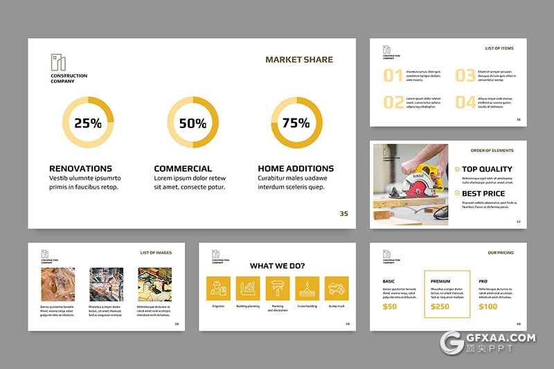 51页建筑公司介绍展示项目展示通用PPT模板 - 顶尖PPT