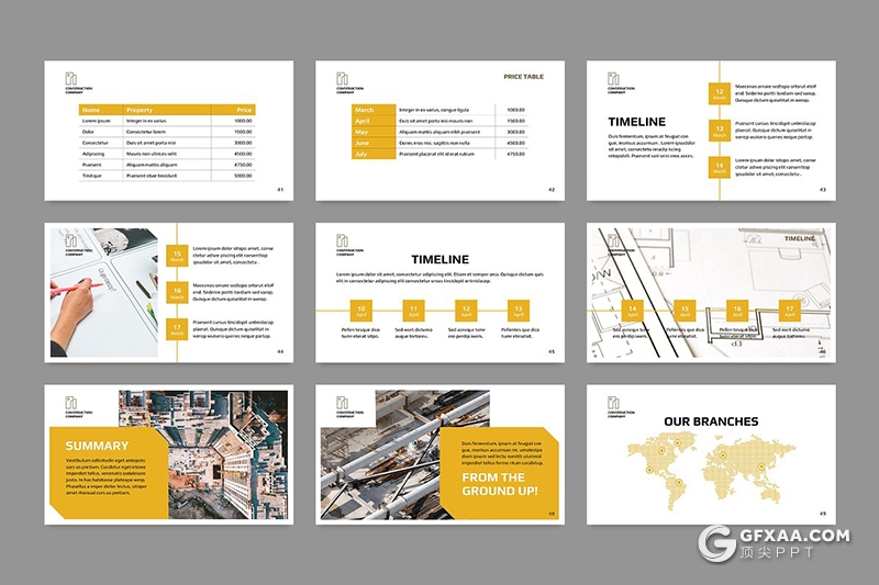 51页建筑公司介绍展示项目展示通用PPT模板 - 顶尖PPT