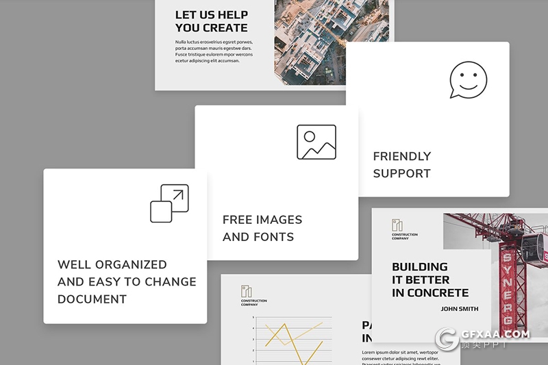 51页建筑公司介绍展示项目展示通用PPT模板 - 顶尖PPT