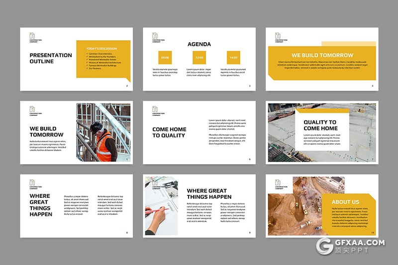 51页建筑公司介绍展示项目展示通用PPT模板 - 顶尖PPT