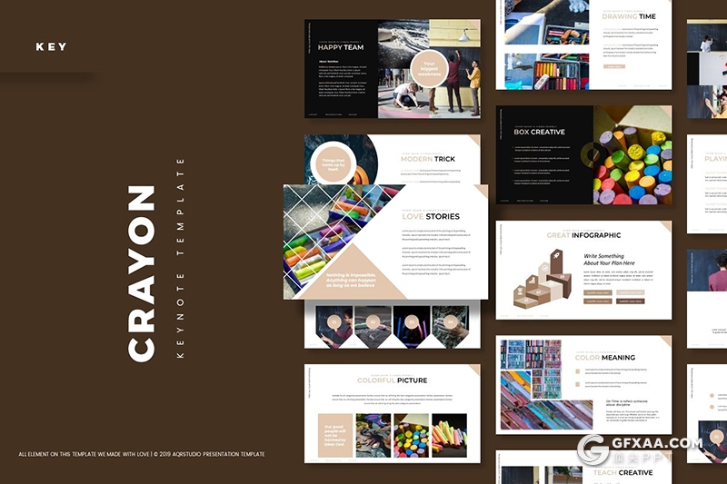 30页儿童文具产品介绍展示数据分析keynote模板5种主题配色 - 顶尖PPT