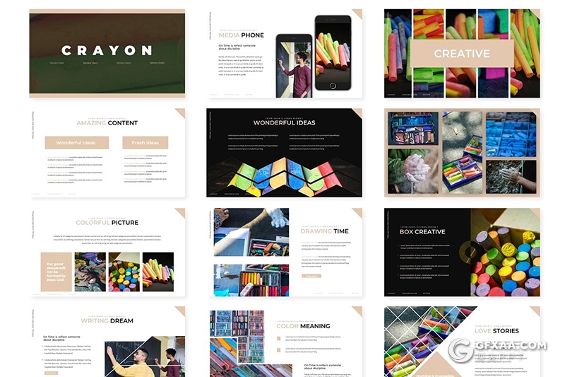 30页儿童文具产品介绍展示数据分析PPT模板5种主题配色 - 顶尖PPT