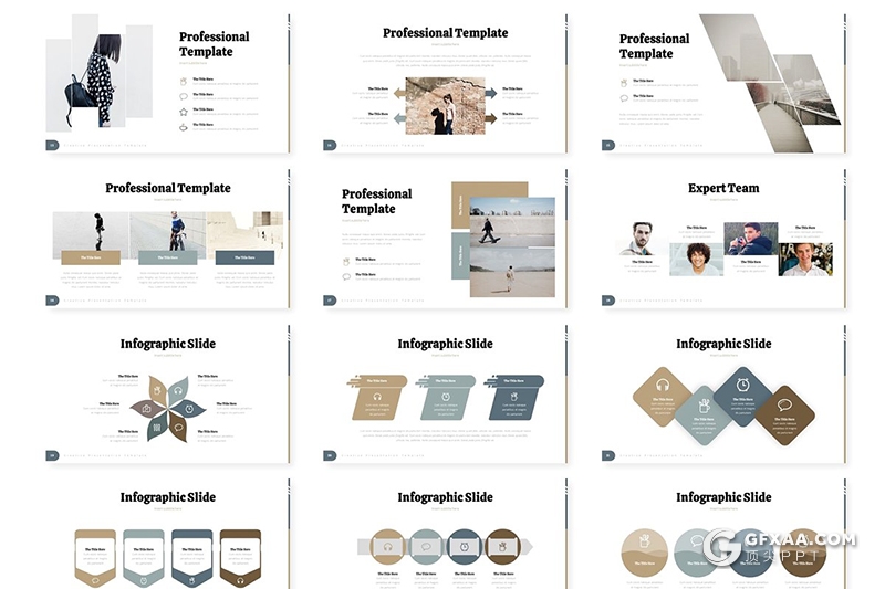 30页扁平化简约商务风格商务图形工作汇报多用途Google slides模板 5种主题配色 - 顶尖PPT