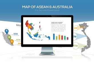 东盟澳大利亚地图keynote模板 - 顶尖PPT