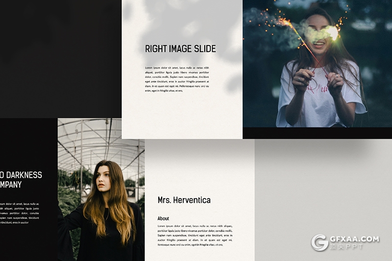 43页国外极简风格摄影美图展示PPT模板 - 顶尖PPT