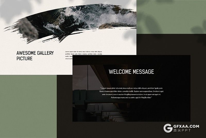 43页国外极简风格摄影美图展示PPT模板 - 顶尖PPT