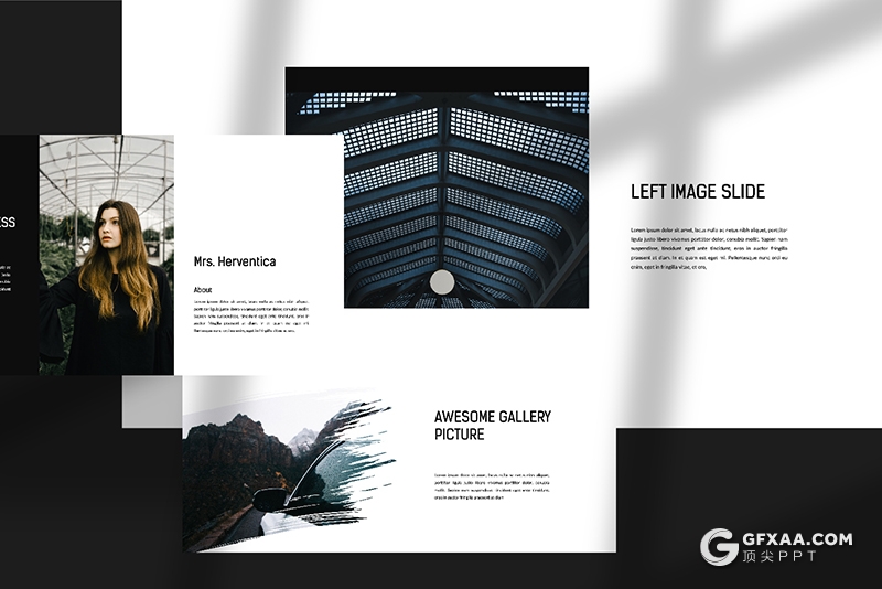 43页国外极简风格摄影美图展示PPT模板 - 顶尖PPT