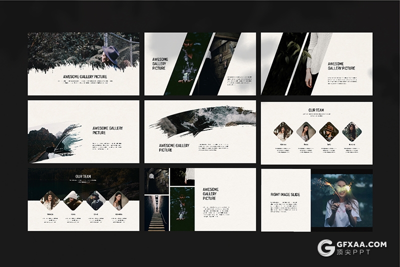 43页国外极简风格摄影美图展示PPT模板 - 顶尖PPT