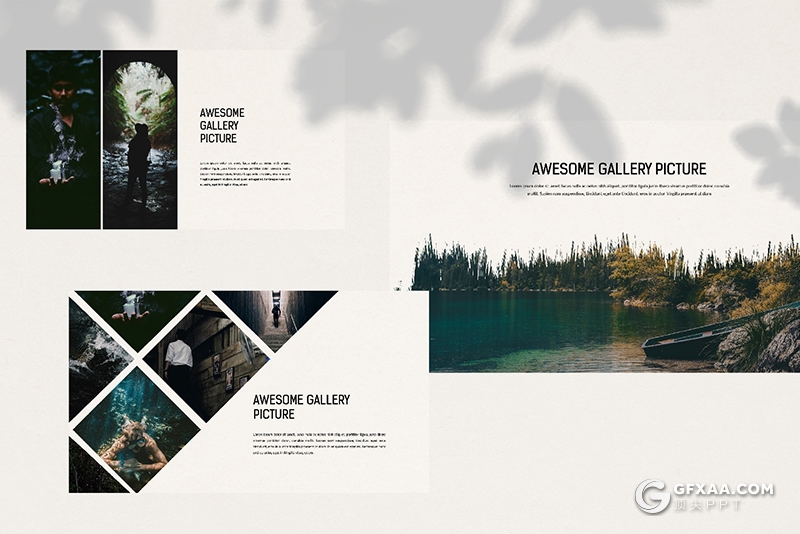 43页国外极简风格摄影美图展示PPT模板 - 顶尖PPT