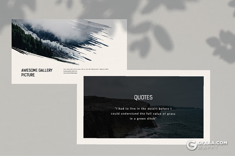 43页国外极简风格摄影美图展示PPT模板 - 顶尖PPT