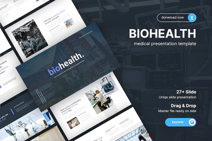生物健康医院医生诊疗Keynote模板 - 顶尖PPT