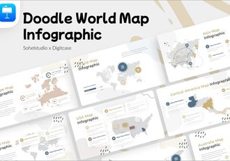 世界地图信息图涂鸦风格基调 - 顶尖PPT