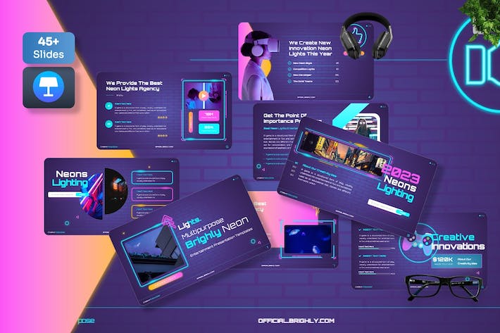 霓虹艺术讲述展示方案应用Keynote模板 - 顶尖PPT