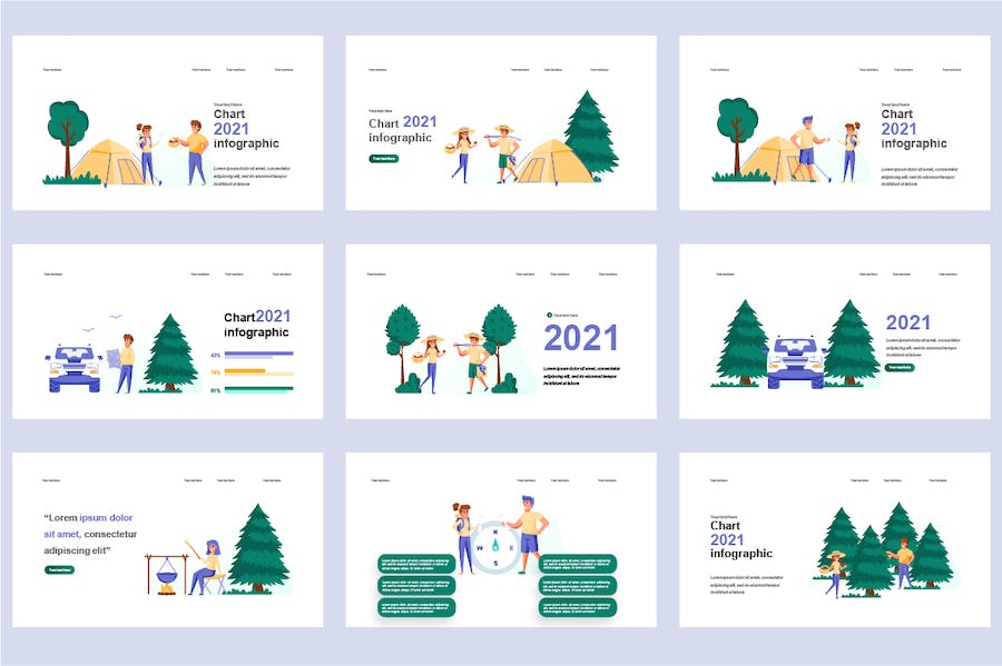 休闲娱乐运动场景插画PPT模板 - 顶尖PPT