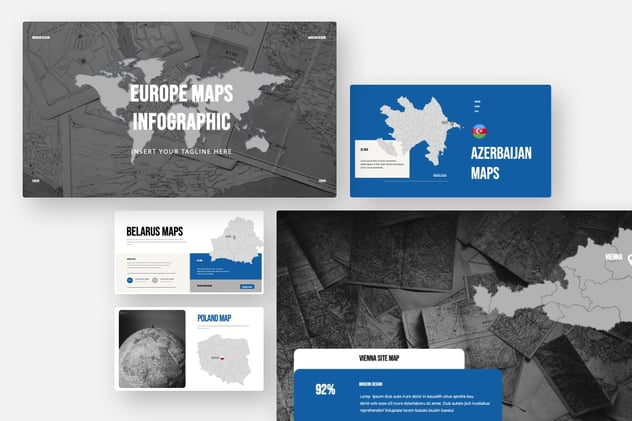 欧洲地图信息图形keynote模板 - 顶尖PPT