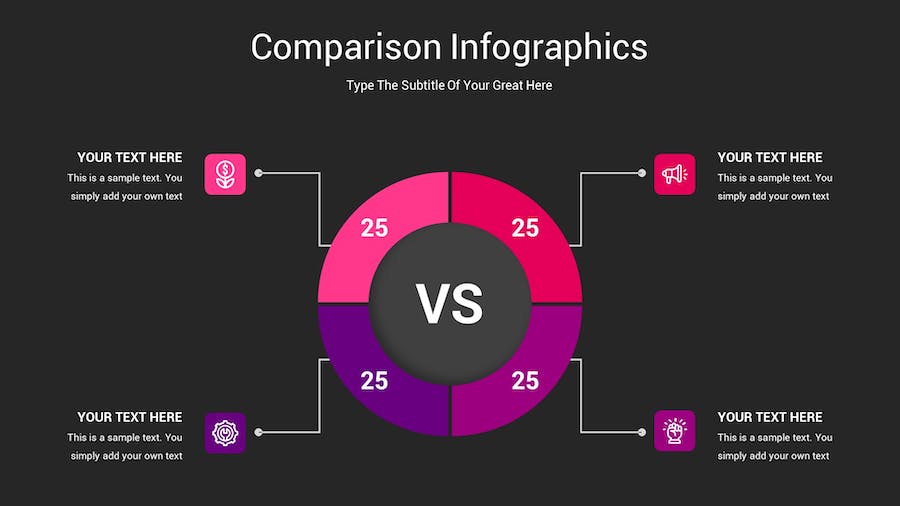 对比图表深色主题Keynote模板 - 顶尖PPT