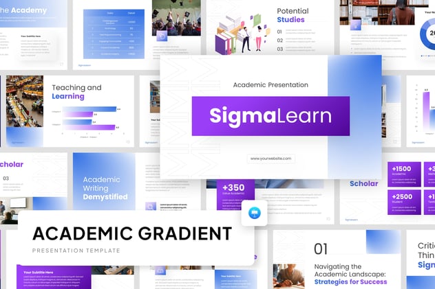 渐变风格学术研究keynote模板 - 顶尖PPT