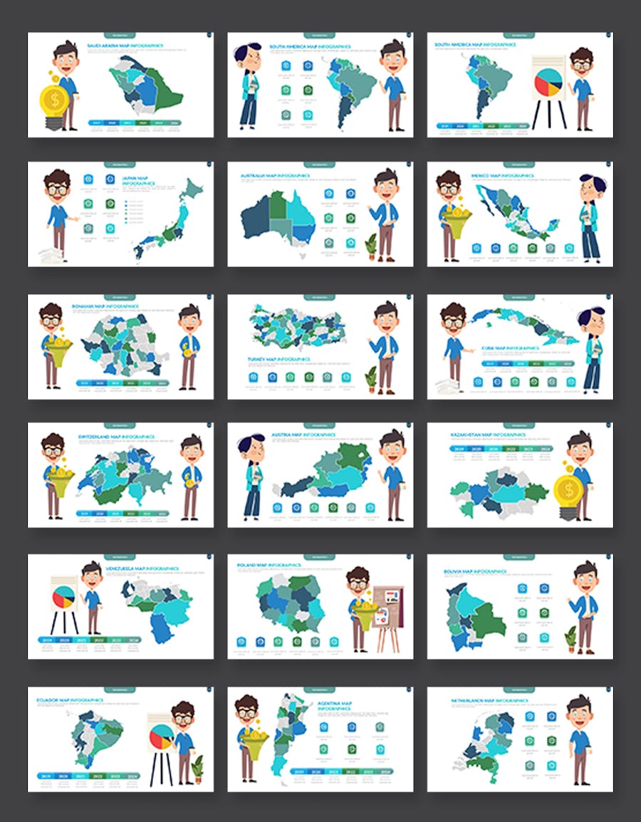 商务地理数据可视化地图分析Keynote模板 - 顶尖PPT