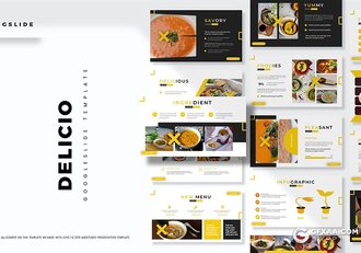 30页餐饮美食介绍展示多用途Google slides模板 5种主题配色 - 顶尖PPT