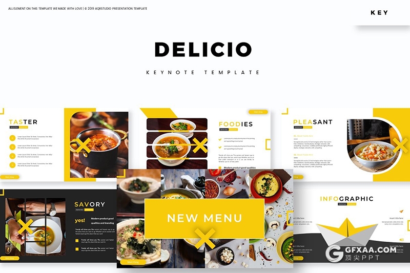 30页餐饮美食介绍展示多用途keynote模板 5种主题配色 - 顶尖PPT