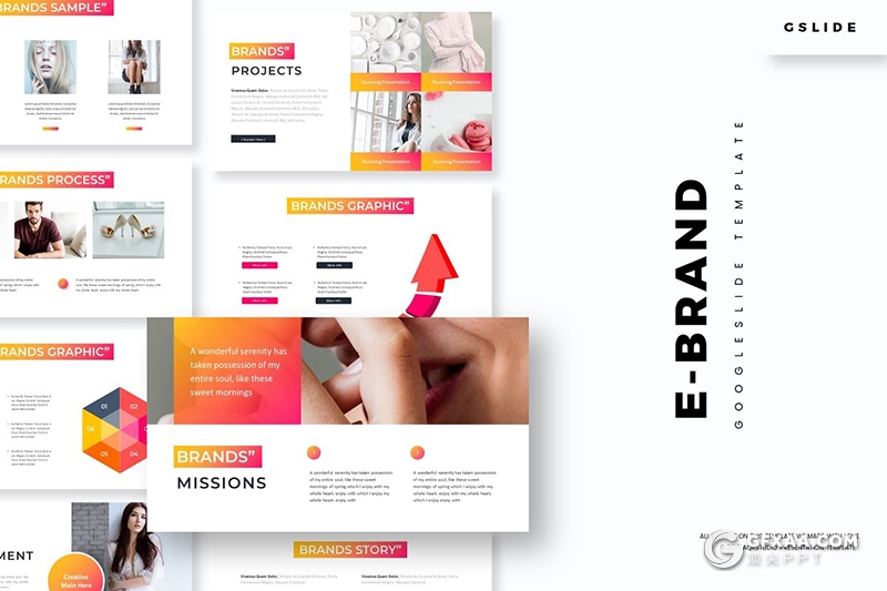 30页国外渐变时尚简约多用途Google slides模板5种主题配色 - 顶尖PPT