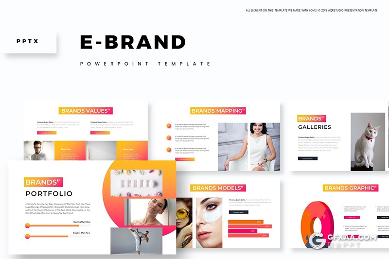 30页国外渐变时尚简约多用途PPT模板5种主题配色 - 顶尖PPT