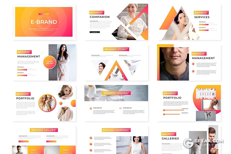 30页国外渐变时尚简约多用途keynote模板5种主题配色 - 顶尖PPT