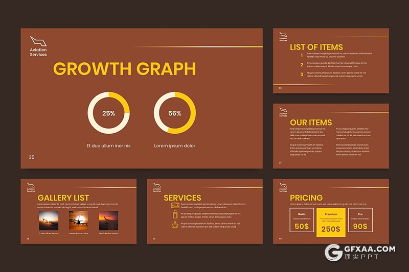 51页扁平化航空公司业务展示介绍PPT模板 - 顶尖PPT