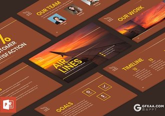 51页扁平化航空公司业务展示介绍PPT模板 - 顶尖PPT