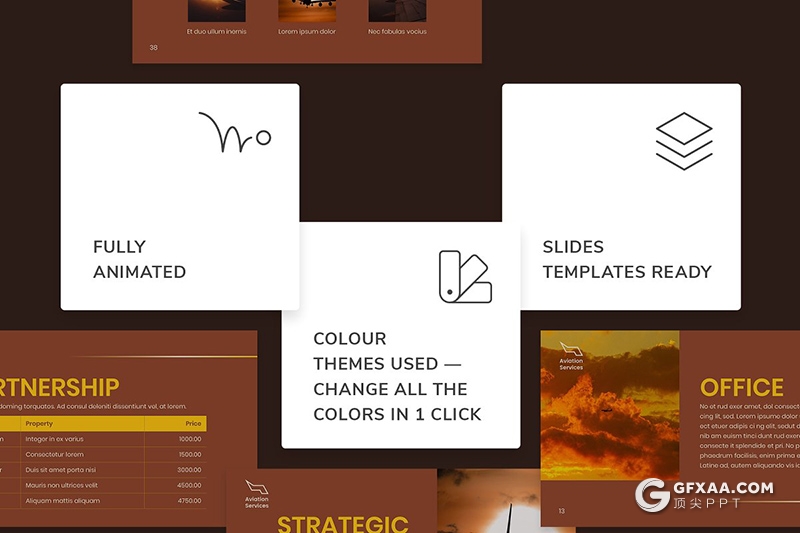 51页扁平化航空公司业务展示介绍PPT模板 - 顶尖PPT