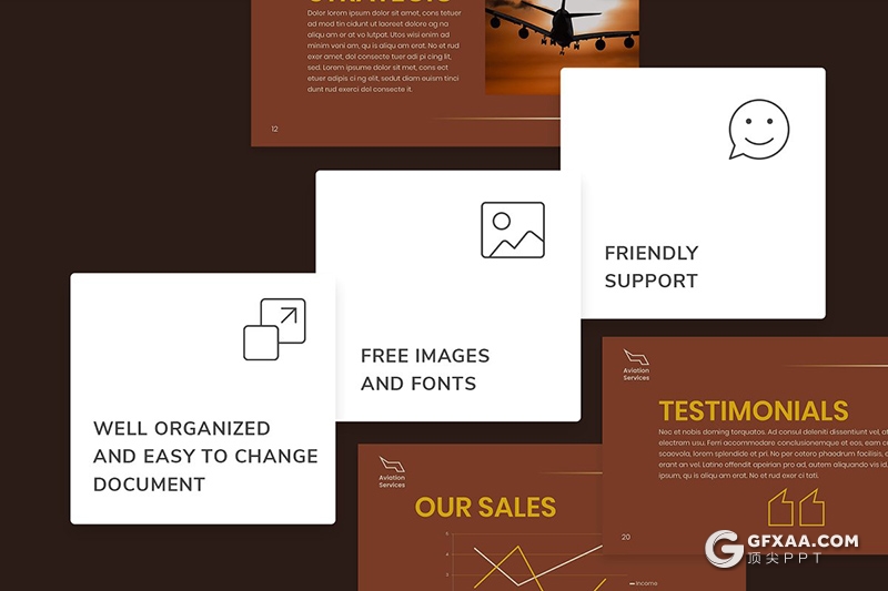 51页扁平化航空公司业务展示介绍PPT模板 - 顶尖PPT