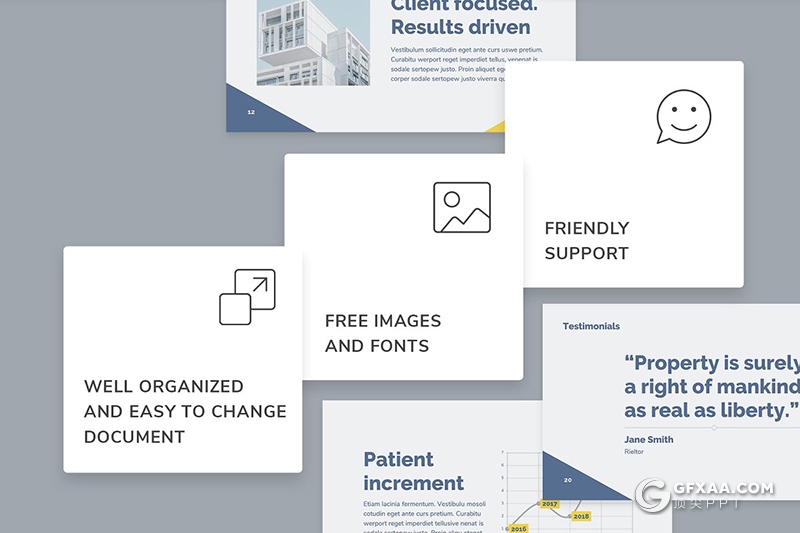 51页国外扁平化房屋出售出租行业业务展示介绍PPT模板 - 顶尖PPT
