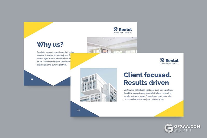 51页国外扁平化房屋出售出租行业业务展示介绍PPT模板 - 顶尖PPT