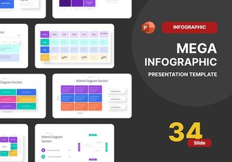 矩阵圆形数据分析信息图PPT模板 - 顶尖PPT