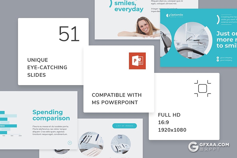 51页蓝色医学医疗行业牙科诊所介绍展示PPT模板 - 顶尖PPT