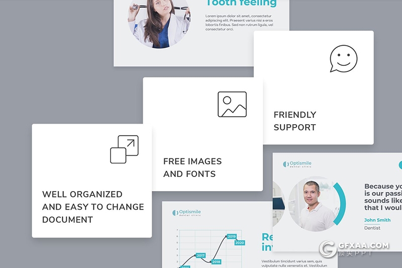 51页蓝色医学医疗行业牙科诊所介绍展示PPT模板 - 顶尖PPT