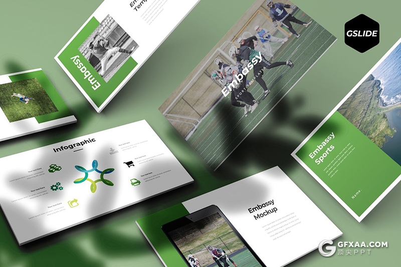 30页体育馆体育项目介绍展示Google slides模板 5种主题配色 - 顶尖PPT