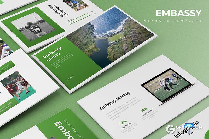 30页体育馆体育项目介绍展示keynote模板 5种主题配色 - 顶尖PPT