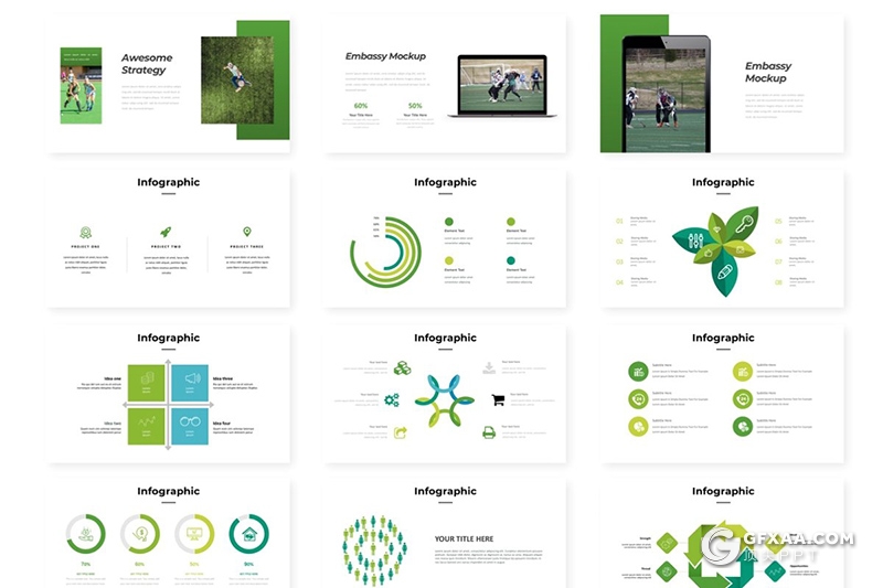 30页体育馆体育项目介绍展示keynote模板 5种主题配色 - 顶尖PPT