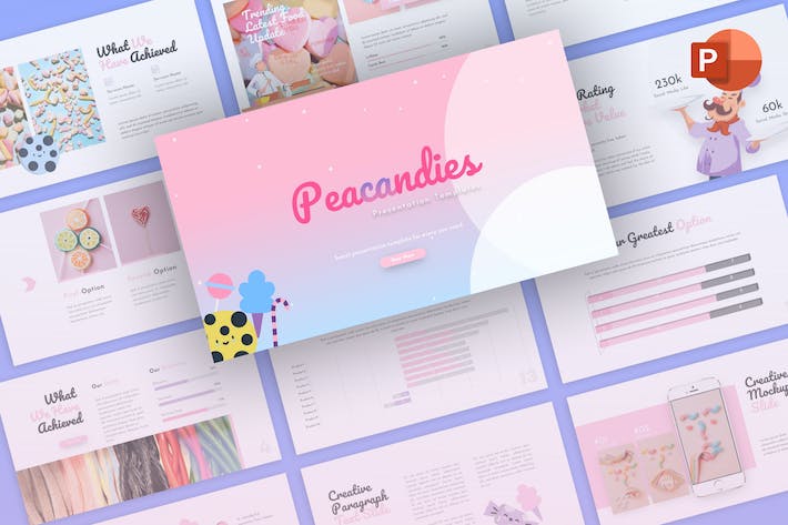 粉色唯美糖果超甜PPT模板 - 顶尖PPT