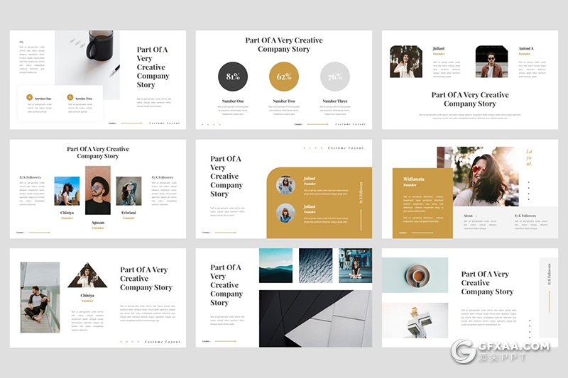 30页国外简约大气时尚风格Google slides模板 - 顶尖PPT