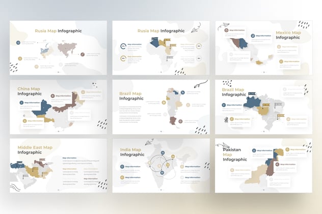 世界地图信息图涂鸦风格基调 - 顶尖PPT