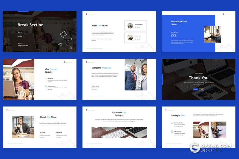 30页Facebook公司市场营销企业介绍Google slides模板 - 顶尖PPT